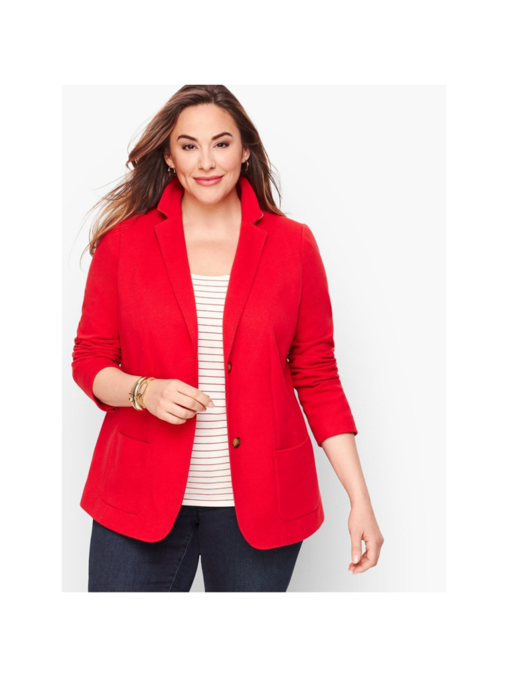 Aberdeen Knit Blazer Piqué bright red sz 14 knit stretch career proffesional EUC